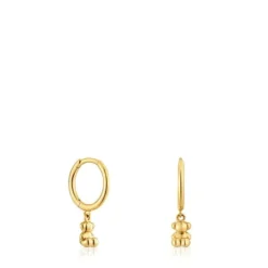 Brincos de argola em ouro e detalhe de urso Bold Bear
