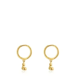 Brincos de argola em ouro e detalhe de urso Bold Bear