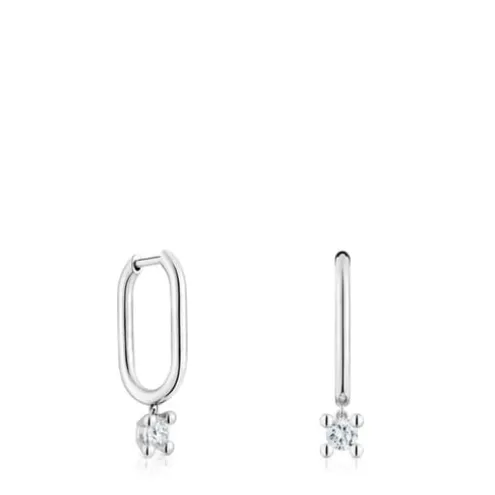 Brincos de argola em platina com diamantes criados em laboratório 0,36 ct TOUS Shine LGD