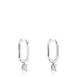 Brincos de argola em platina com diamantes criados em laboratório 0,36 ct TOUS Shine LGD