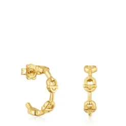 Brincos de argola logo banhados a ouro de 18 K sobre prata 17,4 mm TOUS MANIFESTO