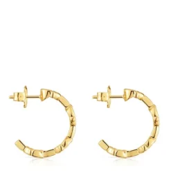 Brincos de argola logo banhados a ouro de 18 K sobre prata 17,4 mm TOUS MANIFESTO