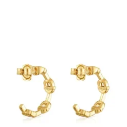Brincos de argola logo banhados a ouro de 18 K sobre prata 17,4 mm TOUS MANIFESTO