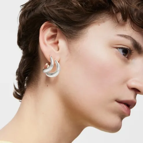 Brincos de argola oval em prata Galia Basics