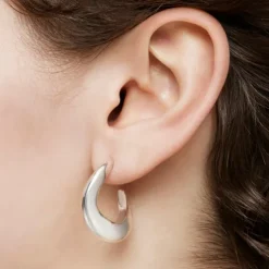 Brincos de argola oval em prata Galia Basics