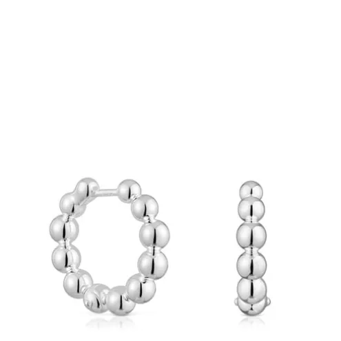 Brincos de argola pequenos com detalhes em prata 15 mm Gloss