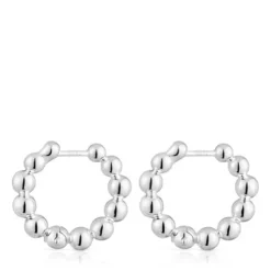 Brincos de argola pequenos com detalhes em prata 15 mm Gloss