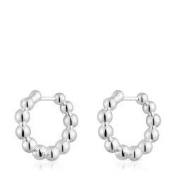 Brincos de argola pequenos com detalhes em prata 15 mm Gloss