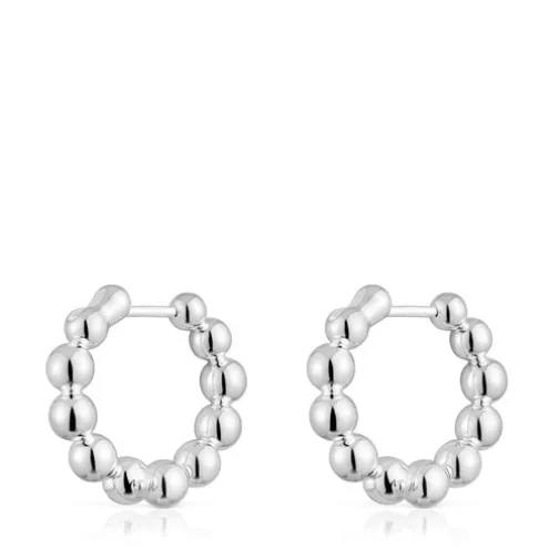 Brincos de argola pequenos com detalhes em prata 15 mm Gloss