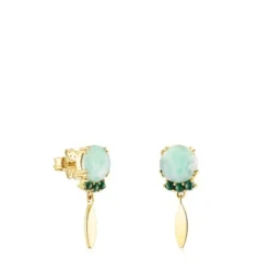Brincos Fragile Nature em Prata vermeil, Amazonite e Malaquites