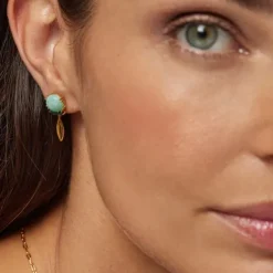 Brincos Fragile Nature em Prata vermeil, Amazonite e Malaquites