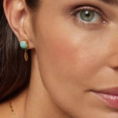 Brincos Fragile Nature em Prata vermeil, Amazonite e Malaquites