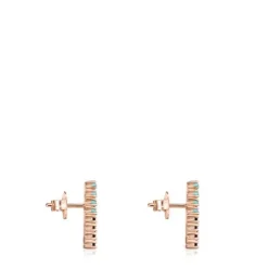 Brincos grandes Straight disco em Prata Vermeil rosa com Pedras Preciosas