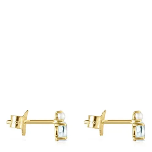 Brincos Mini Ivette em Ouro com Topázio e Pérola