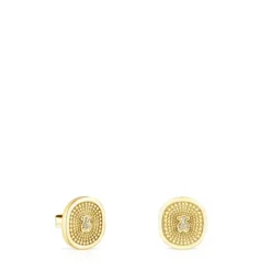Brincos Oursin em ouro com diamantes de 0,02 ct