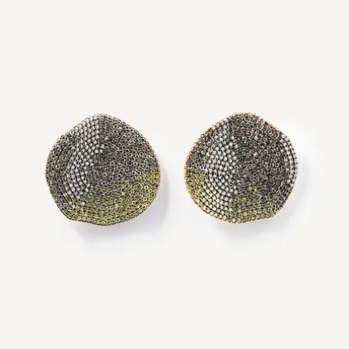 Brincos pequenos ATELIER Nenufar em Ouro e Diamantes amarelos