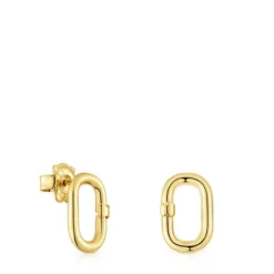 Brincos pequenos banhados a ouro de 18 K sobre prata Hold Oval