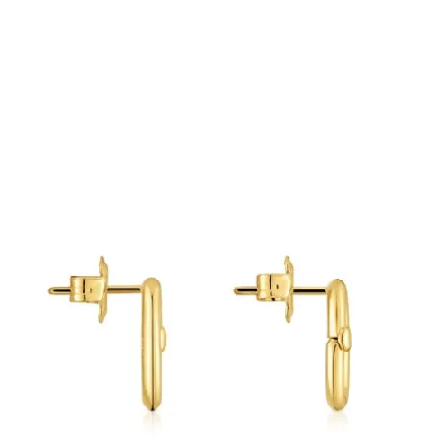 Brincos pequenos banhados a ouro de 18 K sobre prata Hold Oval