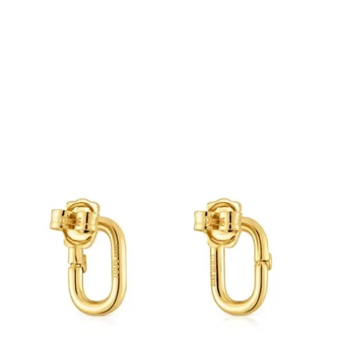 Brincos pequenos banhados a ouro de 18 K sobre prata Hold Oval
