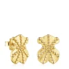 Brincos pequenos urso banhados a ouro de 18 K sobre prata TOUS Grain