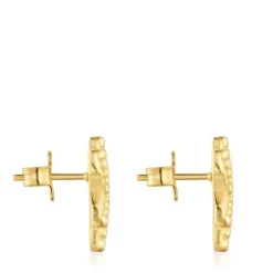 Brincos pequenos urso banhados a ouro de 18 K sobre prata TOUS Grain