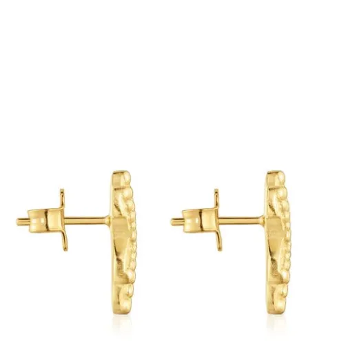 Brincos pequenos urso banhados a ouro de 18 K sobre prata TOUS Grain