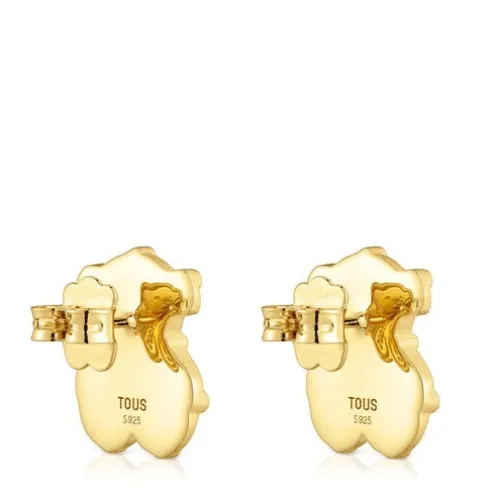 Brincos pequenos urso banhados a ouro de 18 K sobre prata TOUS Grain