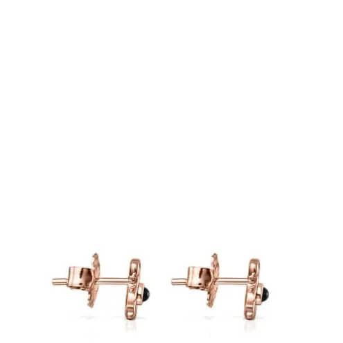 Brincos Real Sisy em Prata Vermeil rosa com Ónix