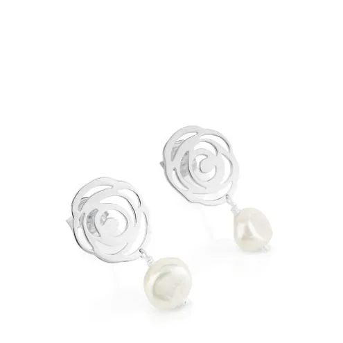 Brincos Rosa d'Abril em Prata