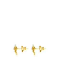 Brincos TOUS Bear em ouro com diamantes.