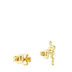 Brincos TOUS Good Vibes trevo - serpente em Ouro e Diamantes