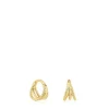 Brincos tripla argola curtos com relevo em ouro Basics
