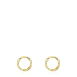 Brincos tripla argola curtos com relevo em ouro Basics