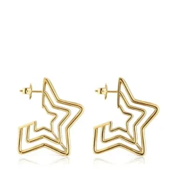 Brincos tripla estrela banhados a ouro de 18 K sobre prata Bickie