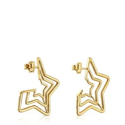 Brincos tripla estrela banhados a ouro de 18 K sobre prata Bickie