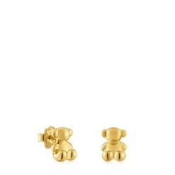 Brincos urso banhados a ouro 18 K sobre prata 10 mm Bold Bear