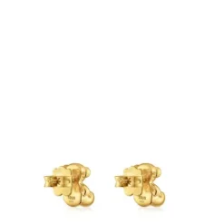 Brincos urso banhados a ouro 18 K sobre prata 10 mm Bold Bear
