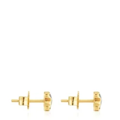 Brincos urso banhados a ouro de 18 K sobre prata e ónix 6 mm TOUS Icon Color