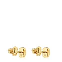 Brincos urso banhados a ouro de 18 K sobre prata e ónix 6 mm TOUS Icon Color