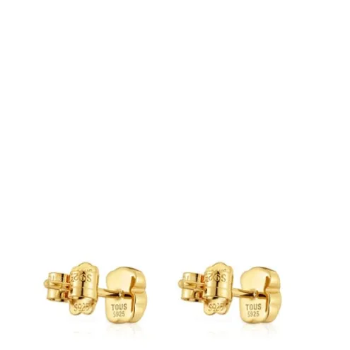Brincos urso banhados a ouro de 18 K sobre prata e ónix 6 mm TOUS Icon Color