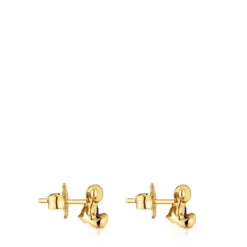 Brincos urso pequenos banhados a ouro de 18 K sobre prata e ametista Bold Bear