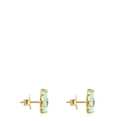 Brincos Vita borboleta em Ouro com Amazonite e Rubi