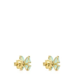 Brincos Vita borboleta em Ouro com Amazonite e Rubi