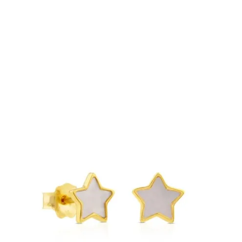 Brincos XXS estrela em Ouro e Nácar