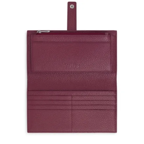 Carteira grande Flap em pele bordeaux TOUS Miranda