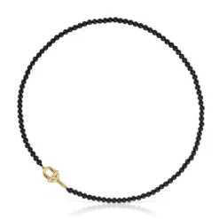 Colar com banho de ouro de 18 K sobre prata e ónix de 50 cm TOUS MANIFESTO