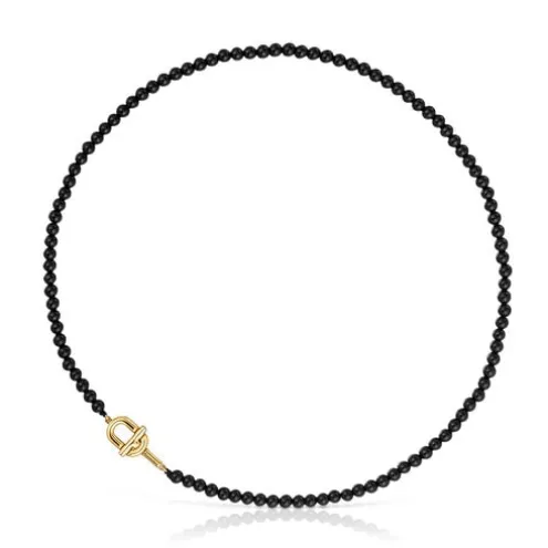 Colar com banho de ouro de 18 K sobre prata e ónix de 50 cm TOUS MANIFESTO