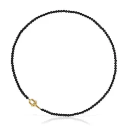 Colar com banho de ouro de 18 K sobre prata e ónix de 43 cm TOUS MANIFESTO