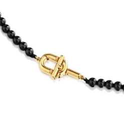 Colar com banho de ouro de 18 K sobre prata e ónix de 43 cm TOUS MANIFESTO
