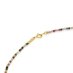 Colar curto banhado a ouro de 18 K sobre prata e turmalina Bold Bear
